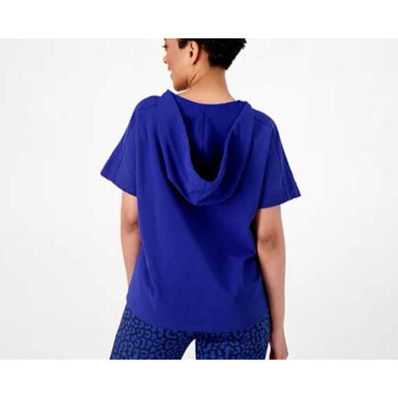 Sport Savvy French Terry Short Sleeve Hooded Pullover Sweatshirt Top XS A516233 - Picture 5 of 11